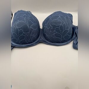 Joyspun Bra Womens Size 44D Blue Floral Lace Underwire Back Closure